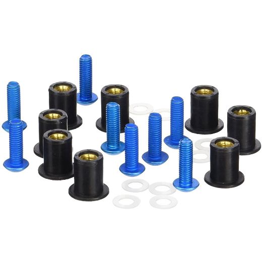 PUIG 0957A BLUE WINDSCREEN SCREW KIT ANODIZED WITH WELLNUTS