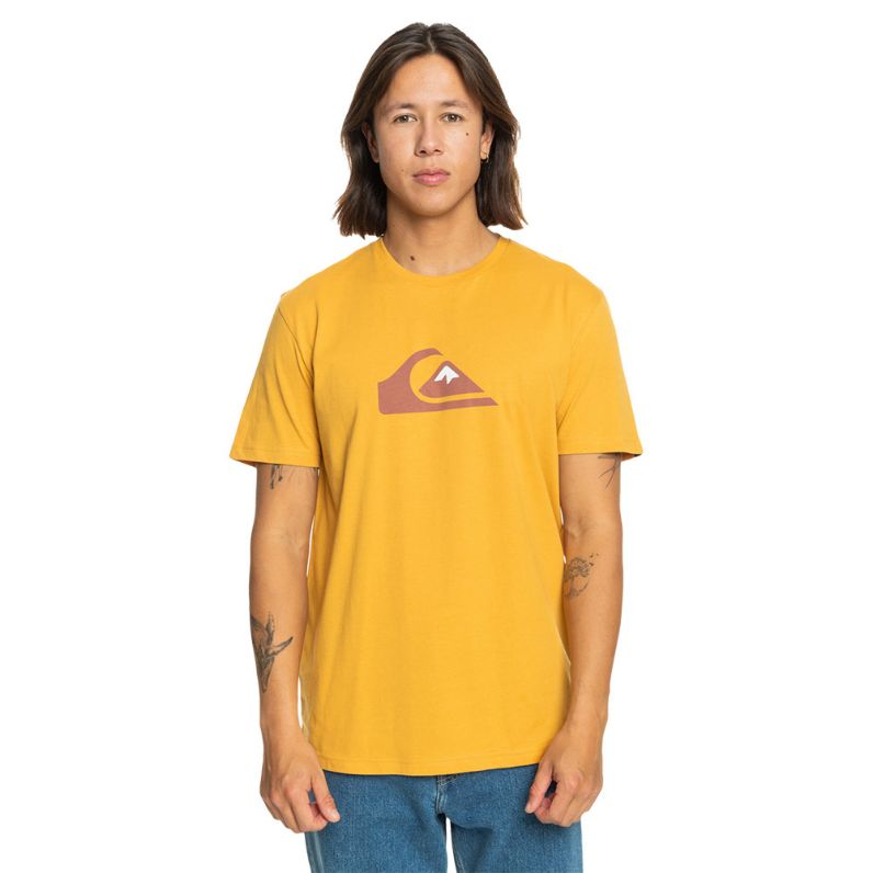 Quiksilver Comp Logo κοντομάνικες μπλούζες mustard