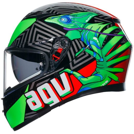 motorcycle full-face helmets AGV k3 KAMALEON BLACK/RED/GREEN ece 2206 helmet