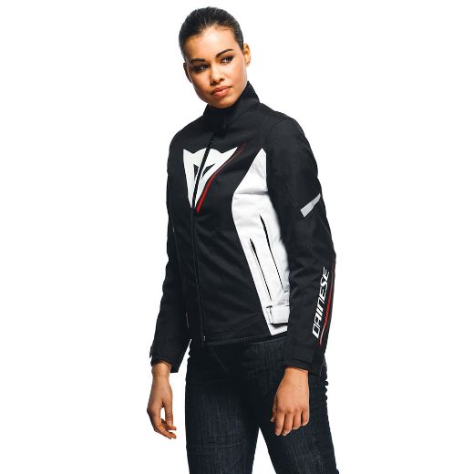 DAINESE VELOCE LADY D-DRY WOMENS JACKET BLACK/WHITE/LAVA-RED