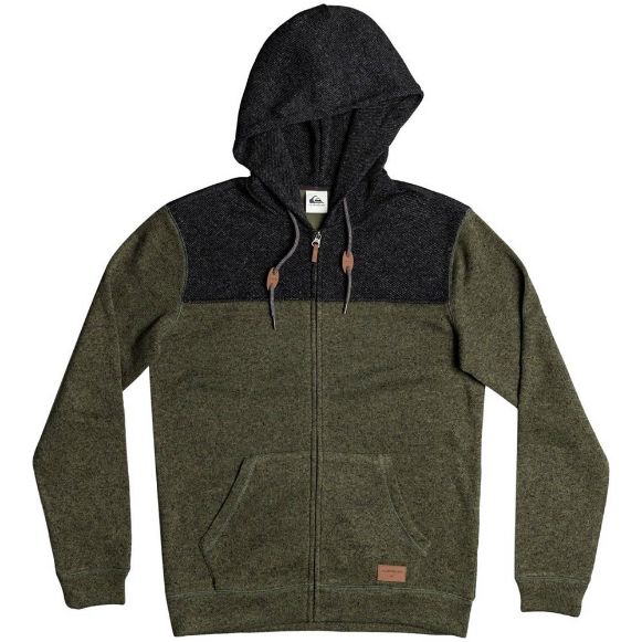 Αντρικές Ζακέτες QUIKSILVER KELLER BLOCK ZIP Ζακέτες με Κουκούλα FOUR LEAF CLOVER Λαδί