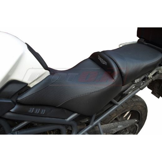 MOTO.K BLACK/GREY COMFORT SEAT + EMBROIDERY LOGO FOR TRIUMPH TIGER 800