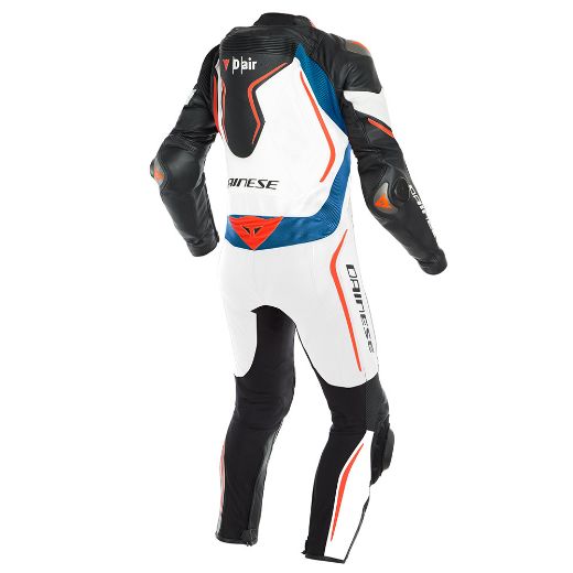 DAINESE MISANO 2 D-AIR PERF. 1PC LEATHER SUIT BLACK-MATT/WHITE/BLUE-LIGHT