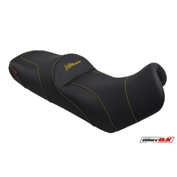 MOTO.K BLACK/YELLOW COMFORT SEAT + EMBROIDERY LOGO + PROSTATE SPACE FOR SUZUKI V-STROM DL-650