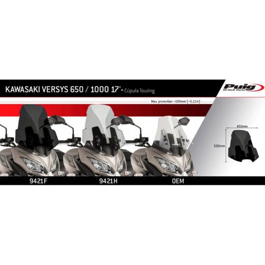 PUIG 9421H TOURING Ελαφρώς Φιμέ Ζελατίνα Kawasaki Versys 650/1000 12-17 Χανιά