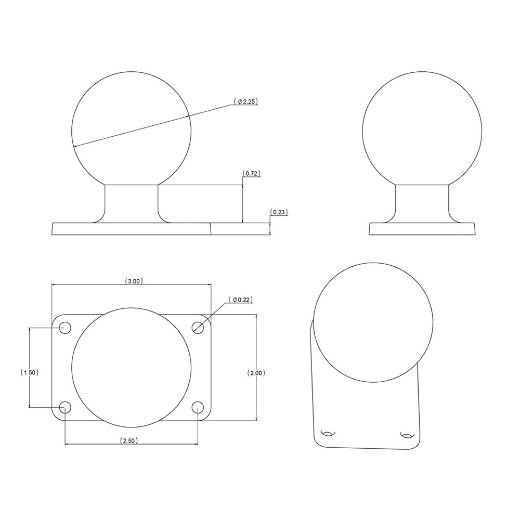 Βάσεις στήριξης  RAM MOUNT RAM-D-202U-23 Μεταλλική Βάση με μπίλια D Size