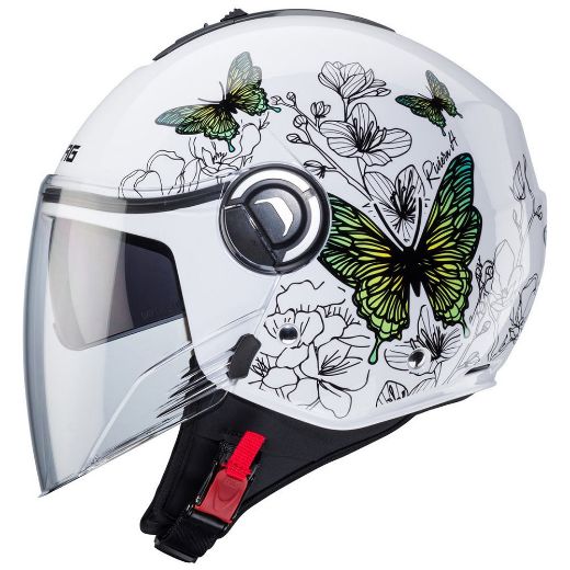 Γυναικεία Jet Κράνη μηχανής CABERG RIVIERA V4X Ανοιχτό Open Face κράνος 83 YELLOW GREEN FLOWERS