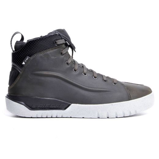 Αδιάβροχα μποτάκια μηχανής DAINESE METRACTIVE D-WP χειμερινό δερμάτινο μποτάκι Smoke-Green White γκρι άσπρο