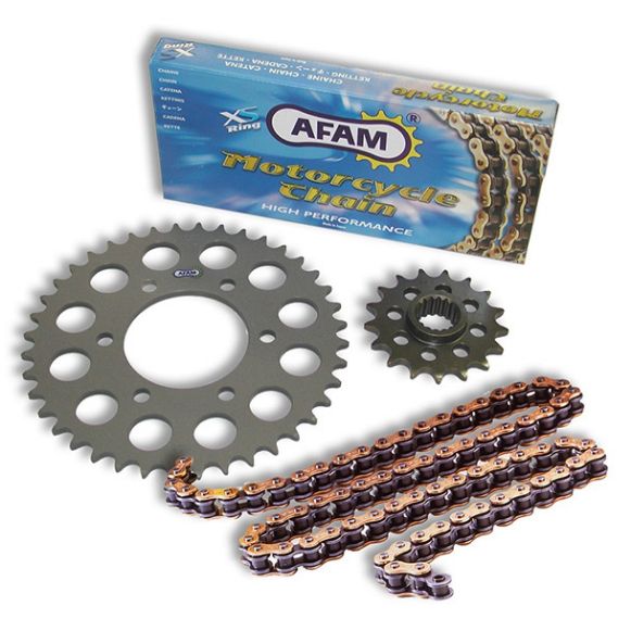AFAM ΣΕΤ ΑΛΥΣΙΔΑ ΚΙΝΗΣΗΣ/ΓΡΑΝΑΖΙΑ XSR2-G 16/42-118L GOLD/BLACK ΓΙΑ KTM 990 ADVENTURE 2006-2012 (61800-16 & A525XSR2-G 118L & 71800-42)