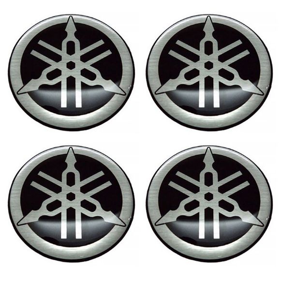 Σετ αυτοκόλλητα MD YAMAHA TUNING FORK έμβλημα διαπασών black silver μαύρο ασημί