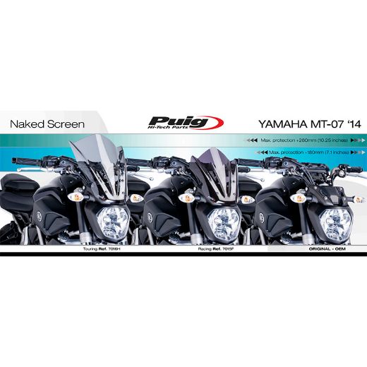 Puig Touring windscreen Yamaha MT-07 (2014 - 2017) light fume Chania
