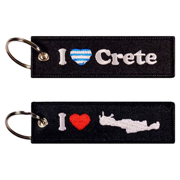 ACTION TRADE I LOVE CRETE BLACK μπρελόκ κεντητό μάυρο