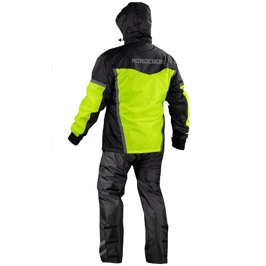 Σετ αδιάβροχα μηχανής NORDCODE EASY αδιάβροχο μπουφάν παντελόνι fluo kitrino μαύρο