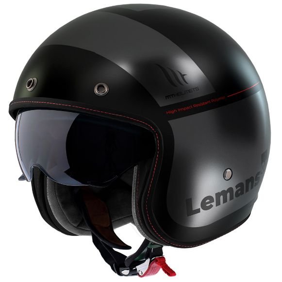 MT LE Mans 2 SV S ρετρό κράνη Quality B2 matt black / grey Χανιά