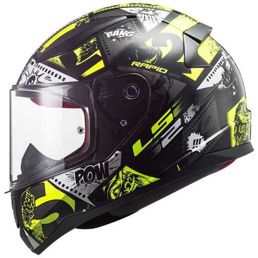 Full-Face Παιδικά Κράνη LS2 RAPID MINI Παιδικό κράνος μηχανής VIGNETTE BLACK HI-VIS YELLOW μαύρο κίτρινο