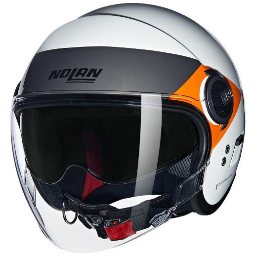 Ρετρό Κράνη NOLAN N21 VISOR Vintage καλοκαιρινό Jet κράνος Onirico 346 white/black/orange άσπρο/μαύρο/πορτοκαλί