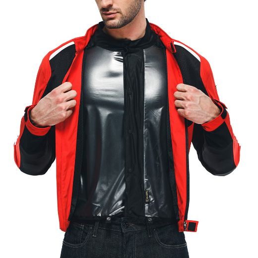 Motorcycle summer jacket Dainese Hydraflux 2 Air D-Dry with removable waterproof liner black / lava-red Chania