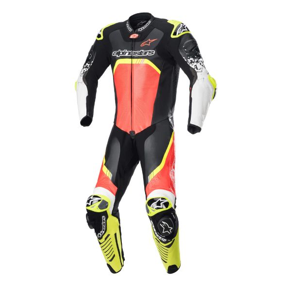 Δερμάτινη φόρμα μηχανής Alpinestars GP Tech V4 μαύρο / κόκκινο / κίτρινο | GASmoto.gr Χανιά