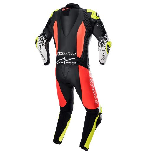 Alpinestars GP Tech V4 Leather Motorcycle Suit black / red / yellow | GASmoto.gr Chania
