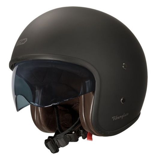 Motorcycle vintage retro helmet Garibaldi G03X matt black | GASmoto.gr