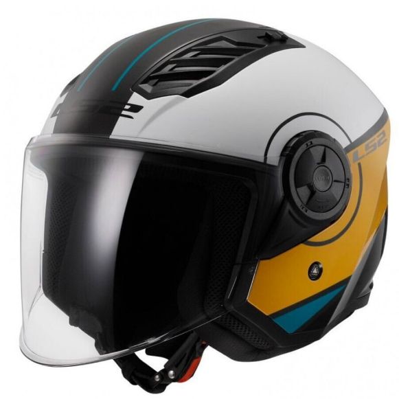 Jet κράνος μηχανής LS2 Airflow II Gloss Cover ECE 22.06 λευκό / καφέ | GASmoto.gr