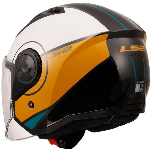 Motorcycle jet helmet LS2 Airflow II Gloss Cover ECE 22.06 white brown | GASmoto.gr