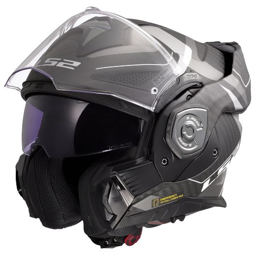 ανοιγόμενα Flip Up Modular κράνη ls2 Advant x carbon Horizon σπαστό κράνος μηχανής  silver/grey matt ασημί/γκρι ματ