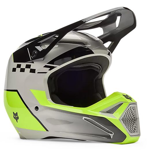 κράνη mx εντούρο FOX V1 collect motocross κράνος γκρι κίτρινο grey yellow