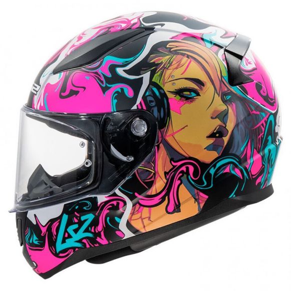 Full-Face κράνος LS2 Rapid II Cyberg ματ λευκό / μωβ / γαλάζιο | GASmoto.gr