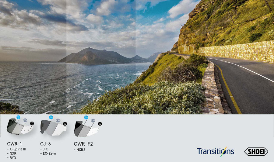 Οδήγηση μηχανής βροχή: Διάφανες και φωτοχρωμικές ζελατίνες κράνους