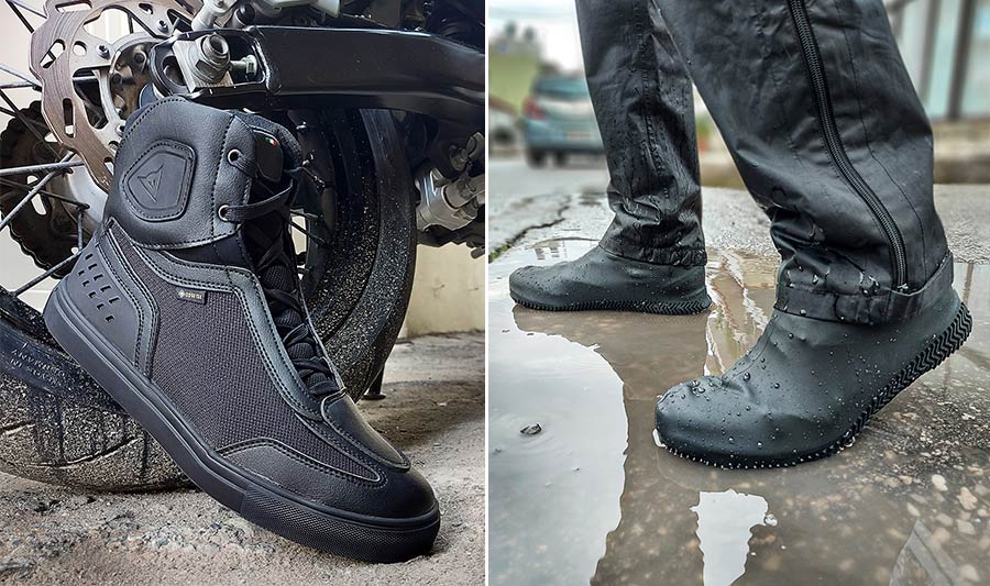 Οδήγηση μηχανής στη βροχή: Στεγνά άκρα. Αδιάβροχα Γάντια και μποτάκια μηχανής