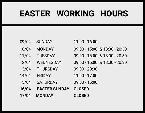 Easter working hours